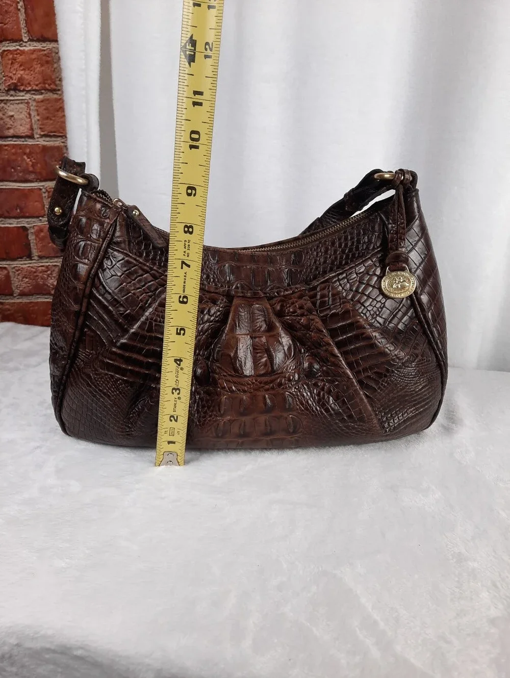Brahmin Pecan Melbourne Croc-Embossed Hobo Shoulder Bag